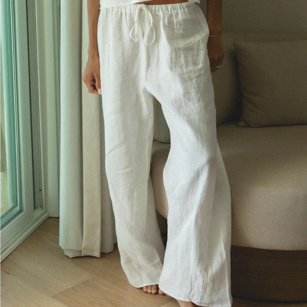 Capri 100% linen drawstring pants - image 1